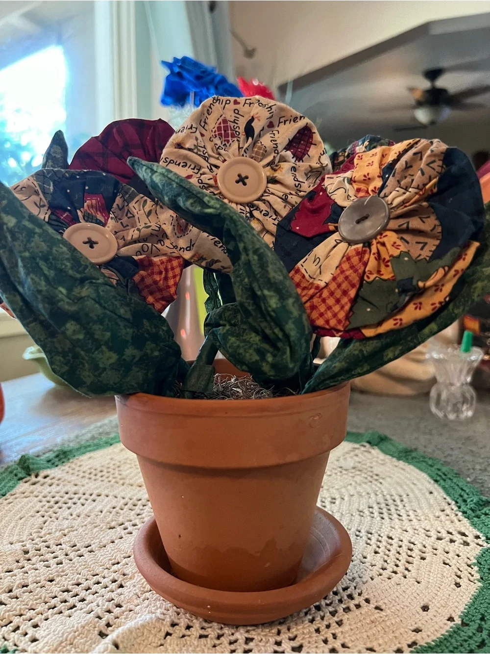 Vintage Yo-Yo Flowers Handmade Super Cute Quilting